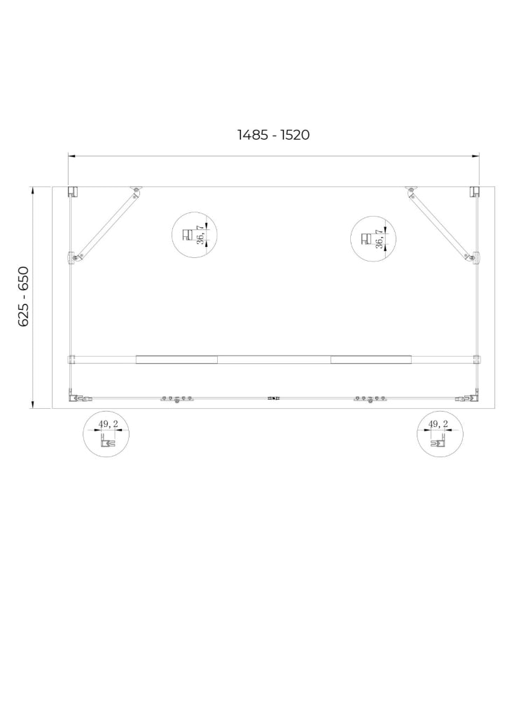 Box doccia a 3 lati con ingresso libero apertura centrale totale a libro pieghevole e due pareti laterali 62,5-65 Fisse + Porta 148,5-152