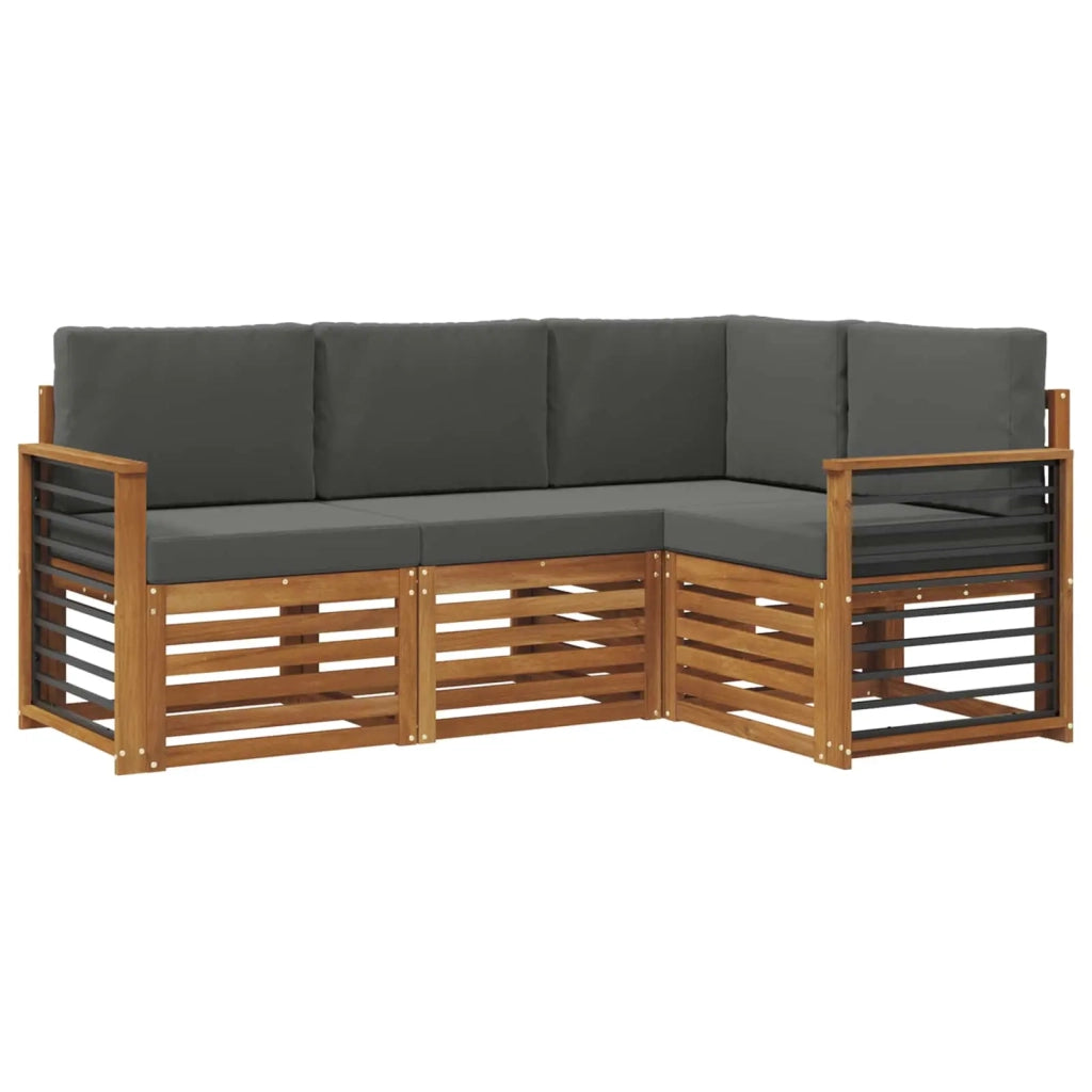 Set divani 4 pcs Naturale e Antracite Legno di Acacia Massello 3374742