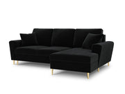 Cosmopolitan Design - Divano convertibile angolare destro con contenitore "Kyoto" 4 posti in velluto nero 