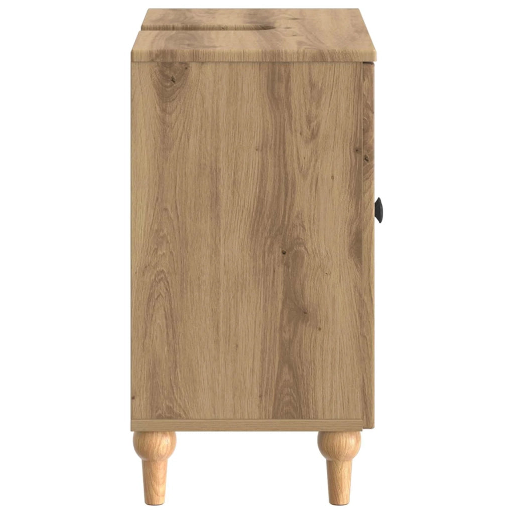 Armadio per Lavabo da Bagno ALKMAAR Rovere Artigianale 896134