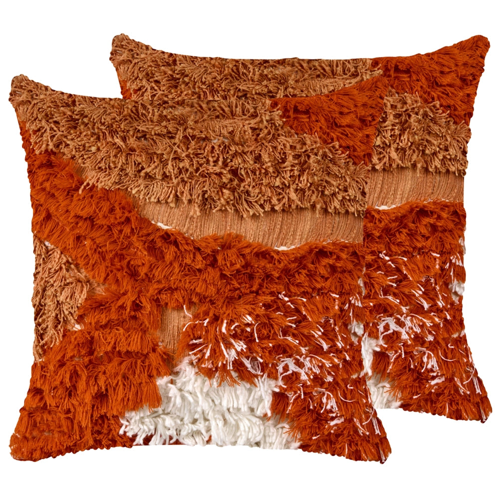 Set di 2 cuscini trapuntati in tessuto arancione 45 x 45 cm cuscini decorativi