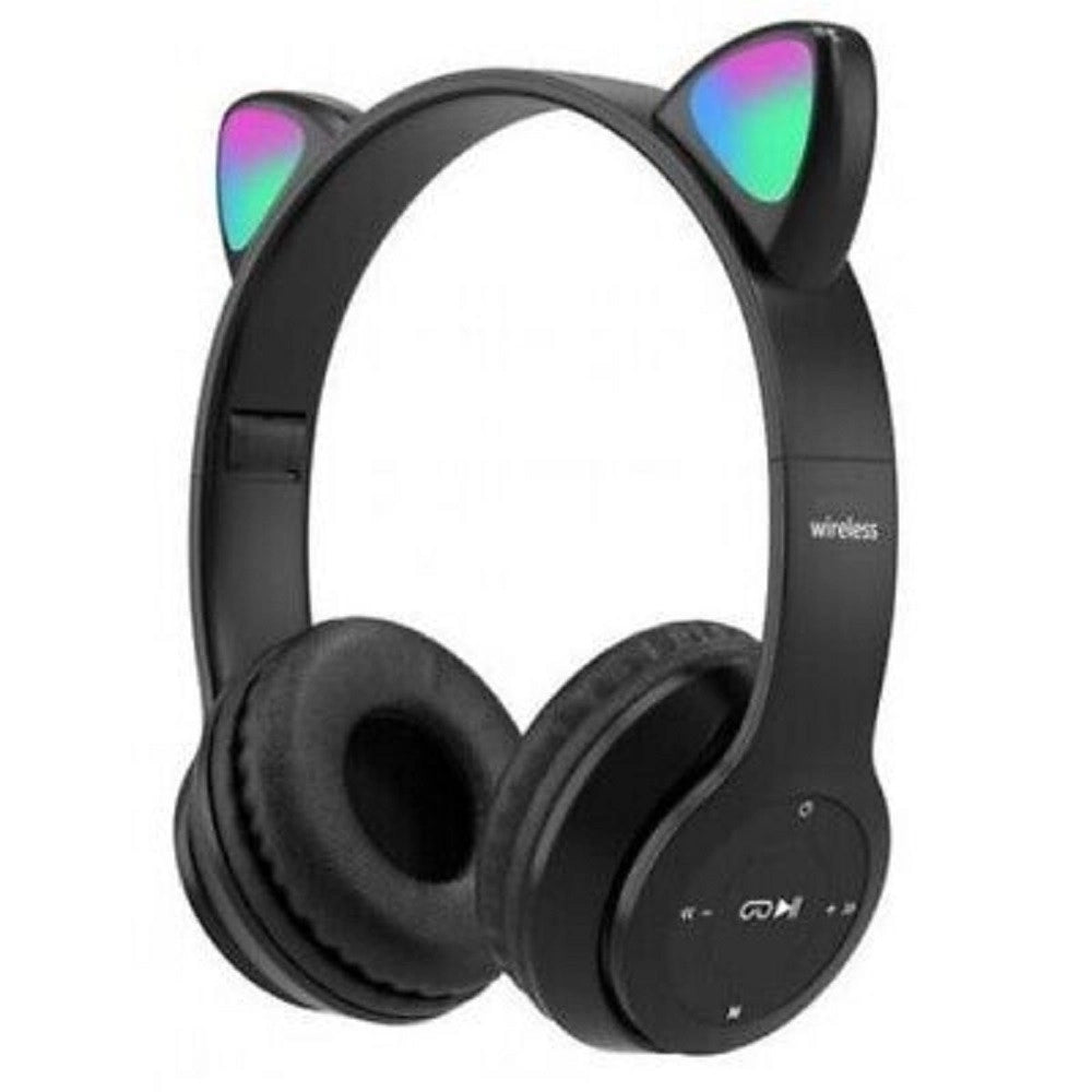 Trade Shop - Cuffie Bluetooth Wireless Gaming Auricolare Led Orecchie Gatto Smartphone Q-em51 -