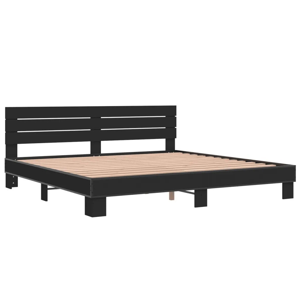 Giroletto Nero 200x200 cm in Legno Multistrato e Metallo