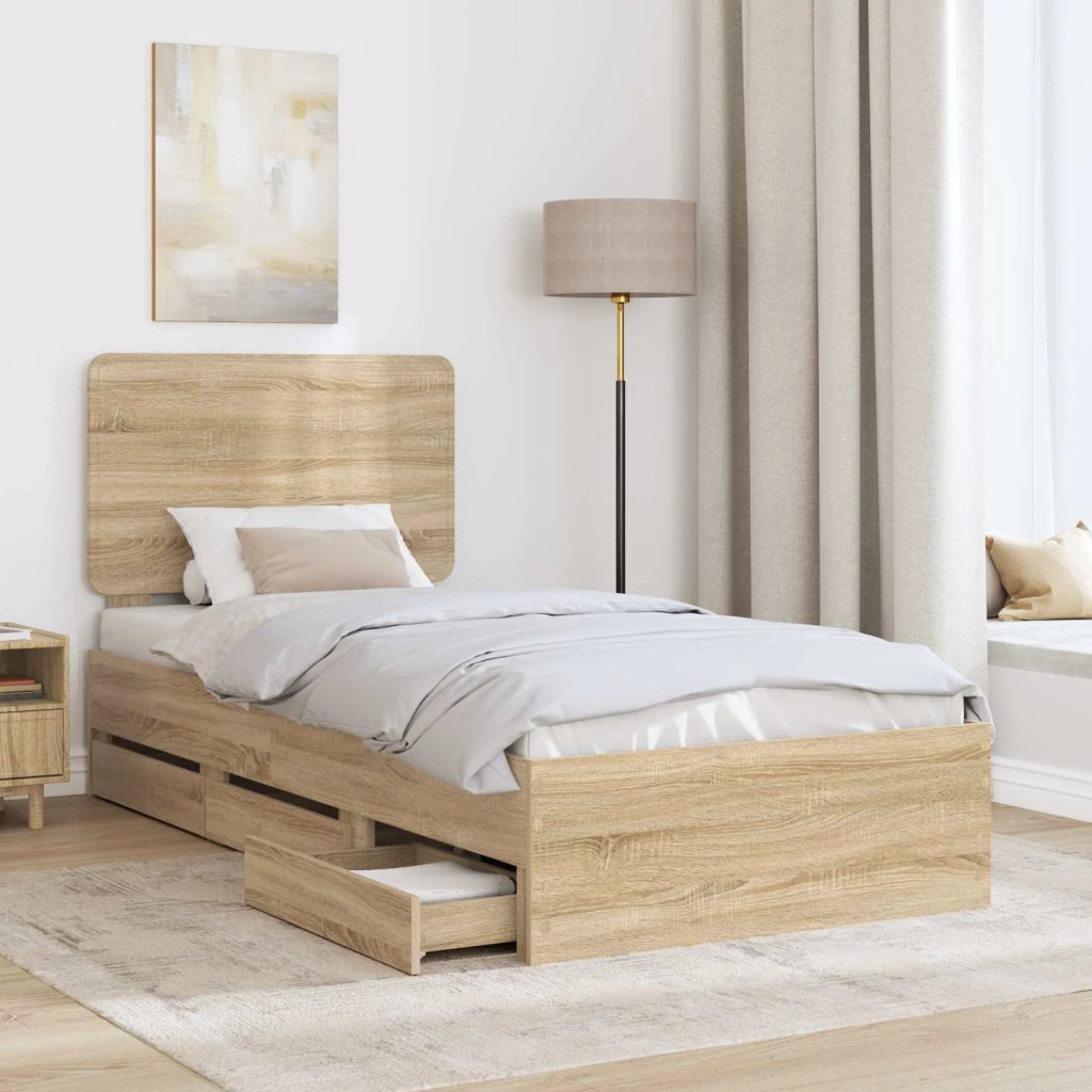 Struttura del letto con cassetto Rovere Sonoma 75 x 190 cm 3412646