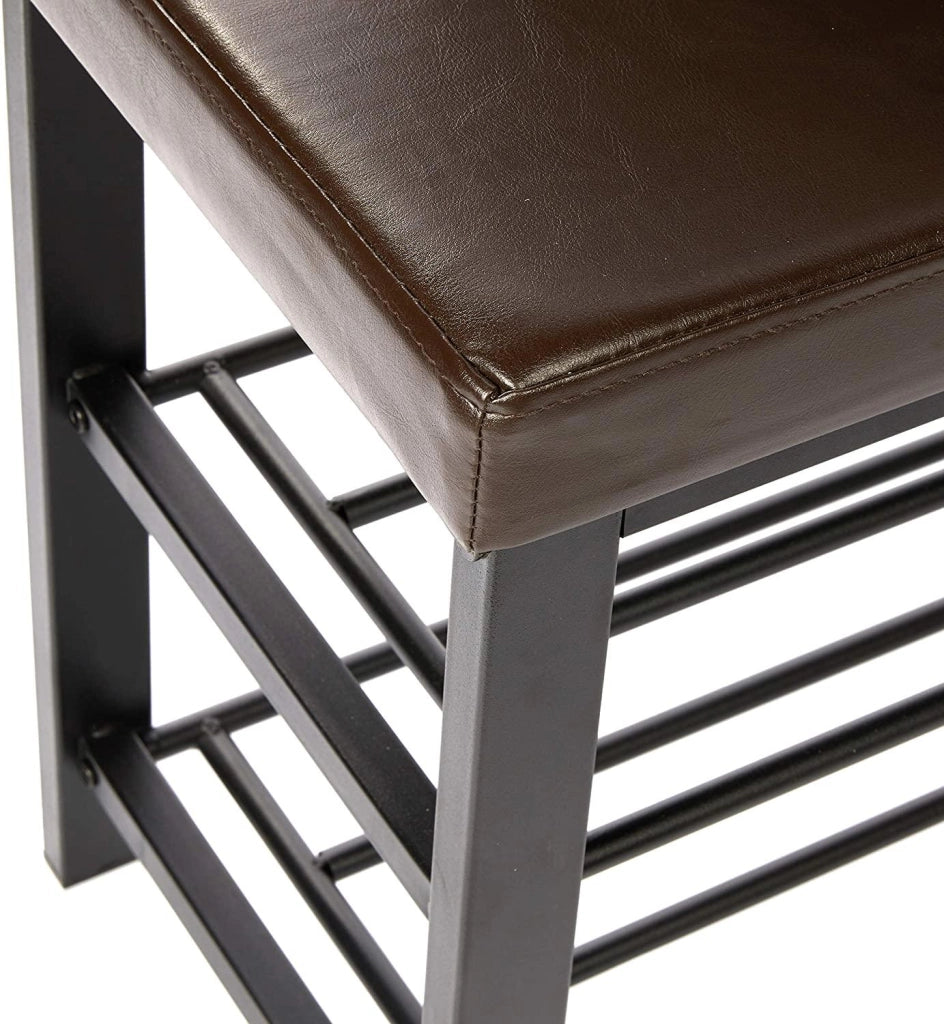 Panca portascarpe panca/sgabello materiale sintetico 2 livelli marrone 13_0000360