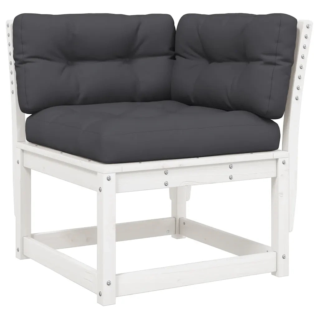 Set Salotto Giardino 7pz con Cuscini Bianco Legno Massello Pinocod mxl 114163