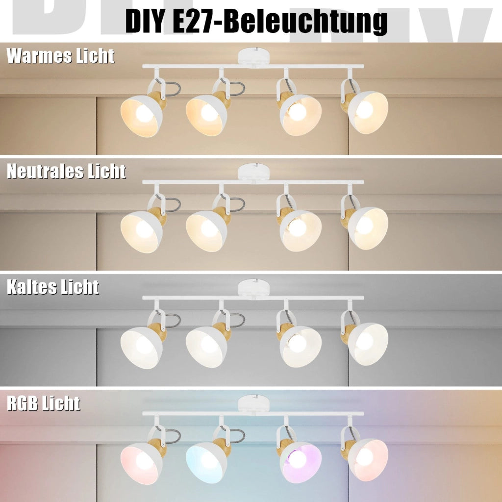 ZMH Faretto da soffitto a 4 luci orientabile a 350° Vintage Plafoniera Soggiorno