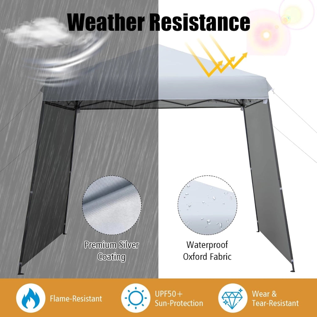 Tenda Pieghevole 3X3, 2 Pareti Laterali Rimovibili con Cerniera, Design Pop-up per Gazebo da Giardino, Borsa Portatile con Ruote, Altezza Regolabile, Grigio