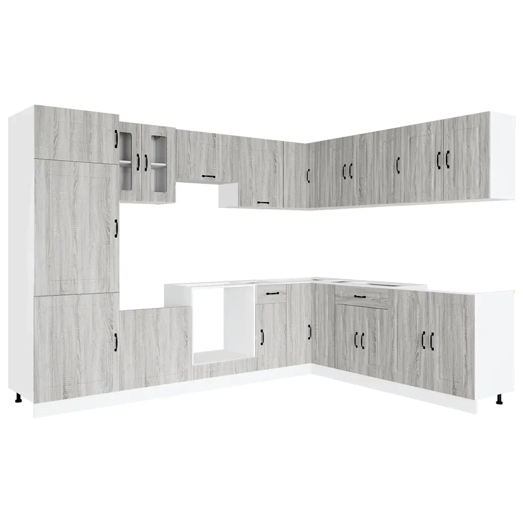 Set Mobili da Cucina 14 pz Kalmar Grigio Sonoma in Truciolato
