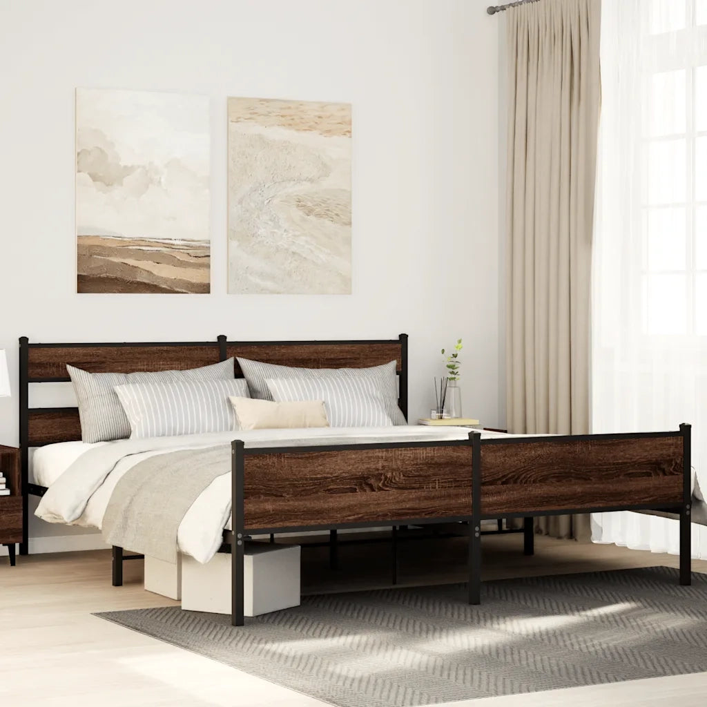 Giroletto senza Materaso in Metallo Rovere Marrone 193x203 cm 3308519