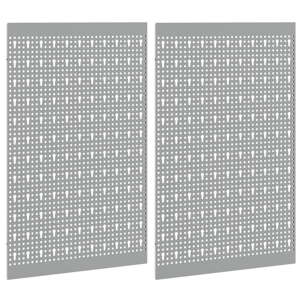 Pannelli per Attrezzi 2 Pezzi con 8 Accessori, Grigio, 50x80 cm Acciaio