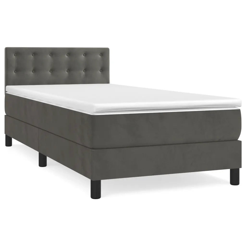 Giroletto a Molle con Materasso Grigio Scuro 90x200 cm Velluto 3141522