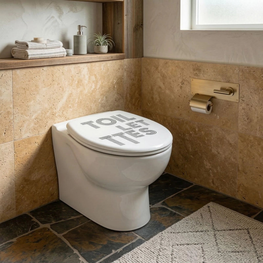 Sedile Copriwater Universale MDF Design Scritta TOILETTES 42x35,5 cm 52900