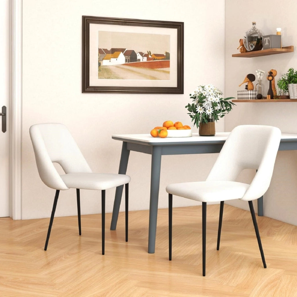 Set di 2 sedie da pranzo con schienale vuoto e gambe in metallo, 2 sgabelli alti da bar moderni Beige-Sedie da pranzo