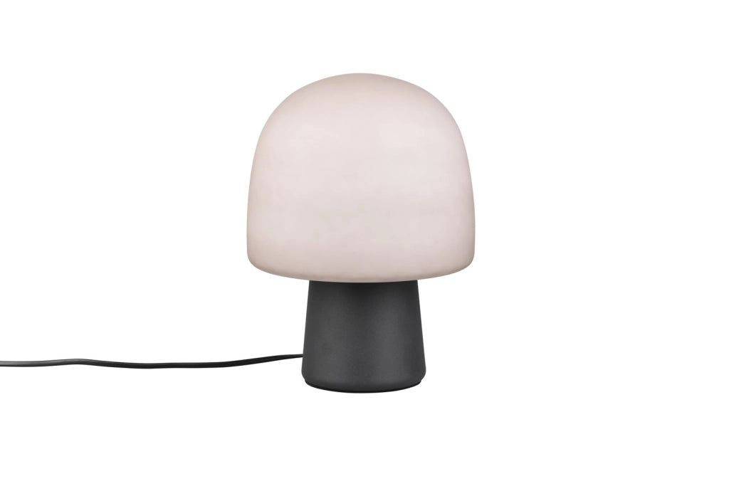 Lampada da tavolo STEEN fungo nero opaco vetro grigio