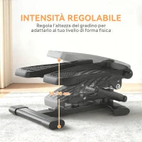 Stepper 2 in 1 con Monitor LCD, Pedali Grandi e Antiscivolo, Capacità 100 kg, Nero