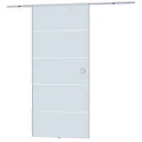 Porta Scorrevole Interna in Vetro Smerigliato e Satinato con Binario B3 in Alluminio per Bagno Cucina Studio Vetro 205x 90x 0,8cm