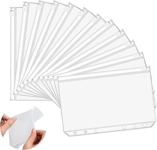 Legature A5 con 6 fori - chiusura zip - impermeabili - pacchetto da 12 - adatti per 6 legature - notebook e cartelle per documenti