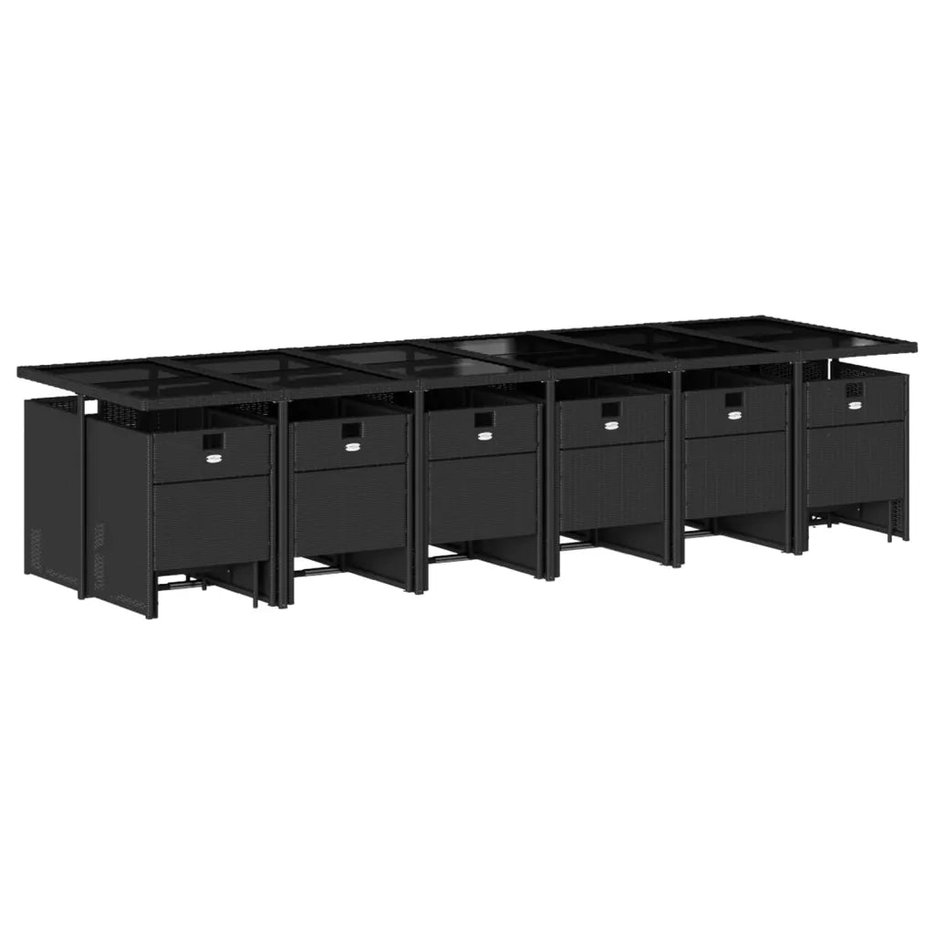 Set da Pranzo da Giardino 17 pz con Cuscini Nero in Polyrattan 3277769