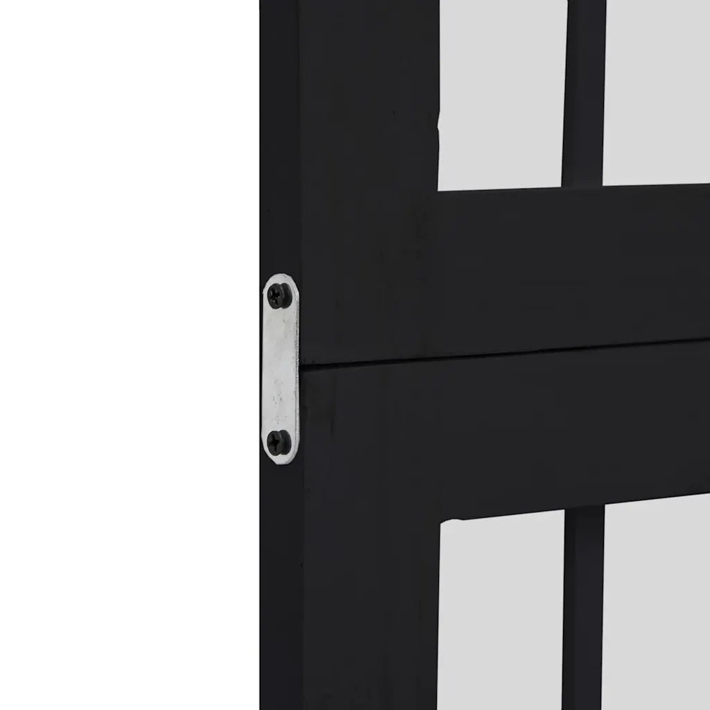 Divisorio Ambienti 4 Pannelli Nero Legno Massello di Paulownia 358771