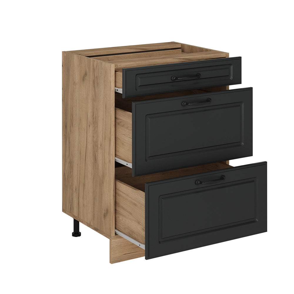 Vicco Mobiletto base per cucina Antracite casa di campagna 60 cm con cassetti, PL Antracite