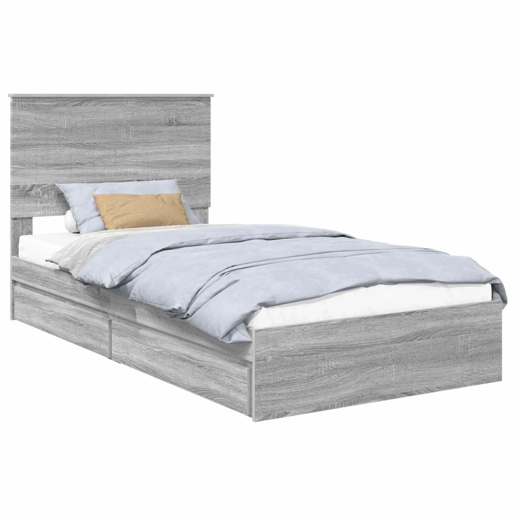 Letto con Contenitore con testiera Grigio Sonoma 100 x 200 cm