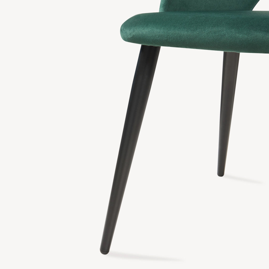 Set Karijoki di 2 Sedie Imbottite da Sala Pranzo Effetto Velluto - Verde Scuro / Nero [en.casa]