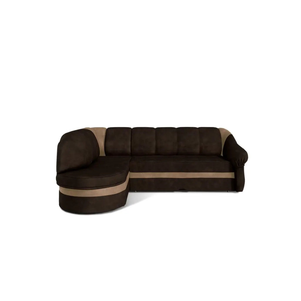 Divano angolare sinistro convertibile BENANA 250 cm marrone scuro e beige con contenitore