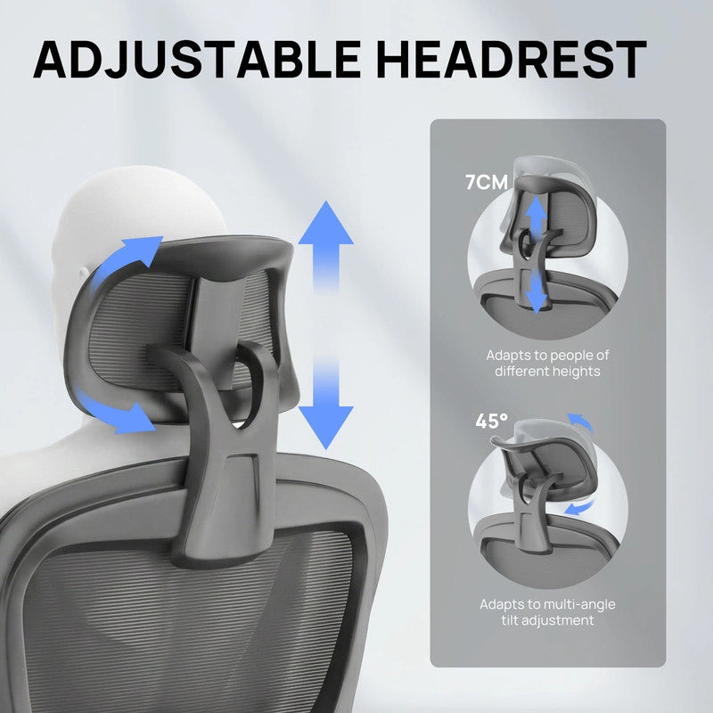 Sedia da ufficio ergonomica - Poltrona HAMLODY - con braccioli pieghevoli a 90° - Supporto lombare - Regolabile in altezza Nero