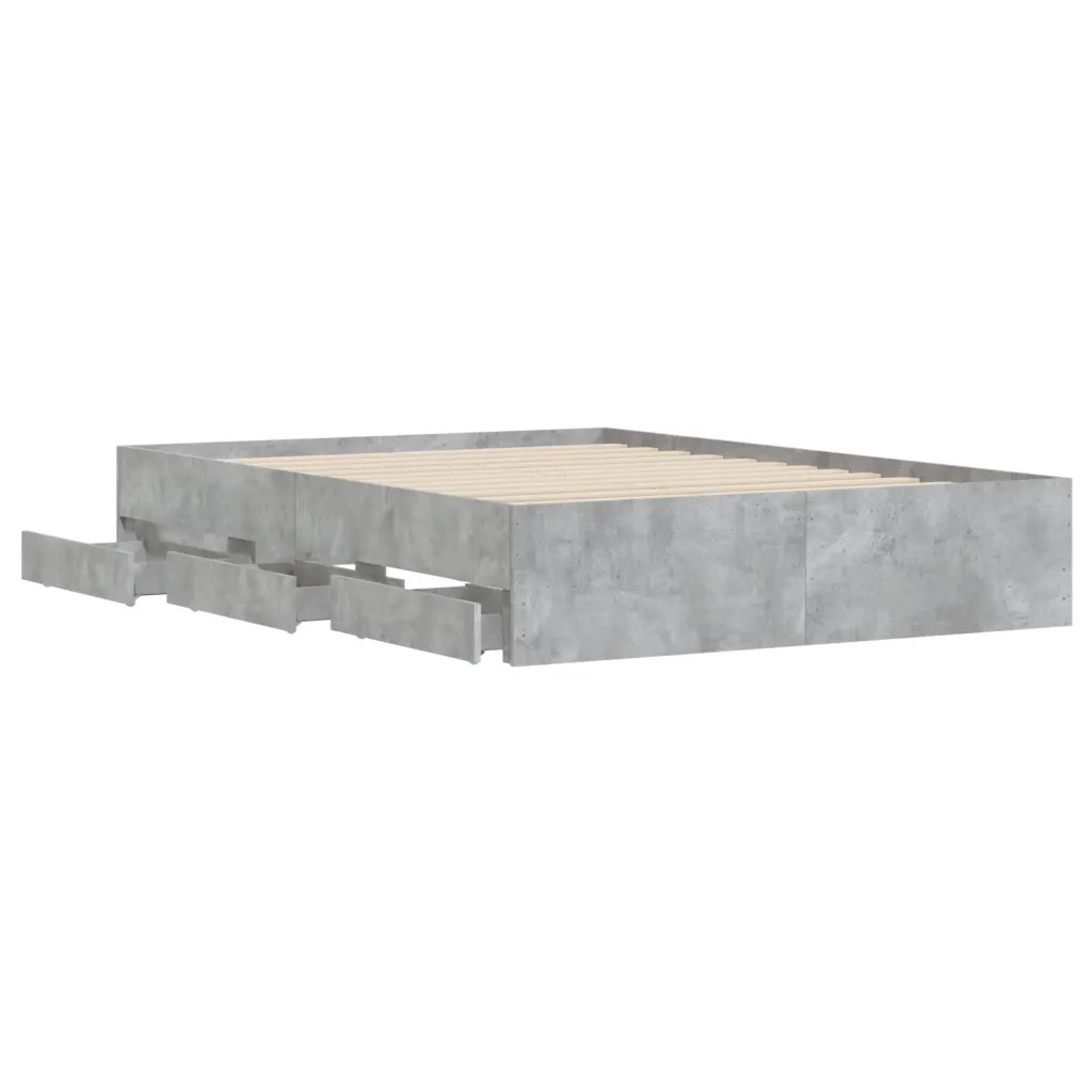 Giroletto Cassetti-Struttura Letto con contenitore Grigio Cemento 135x190 cm Legno Multistrato 657518
