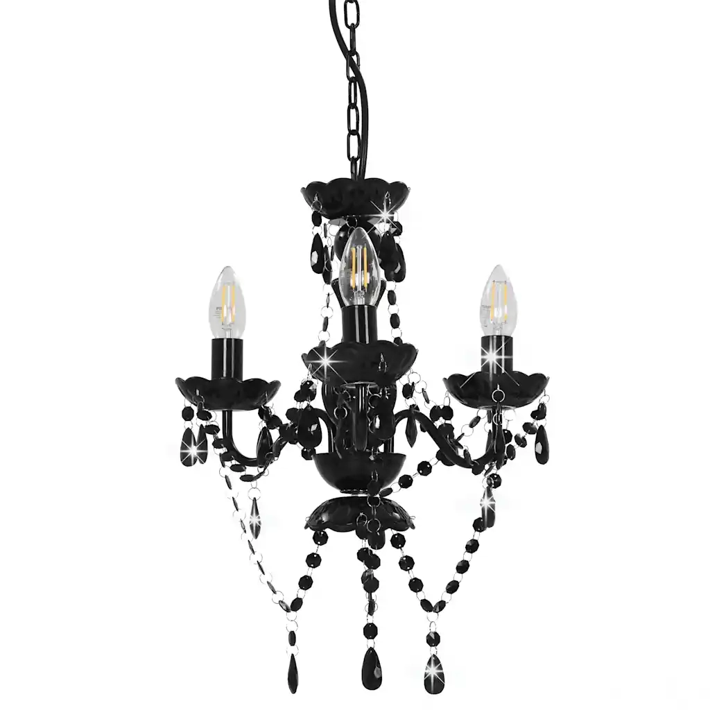Lampadario con Perline Nero Tondo 3 E14 CFW1839241