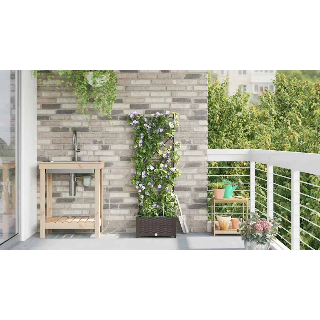 Vaso da giardino Marrone 40 x 40 x 126 cm Plastica 42002825