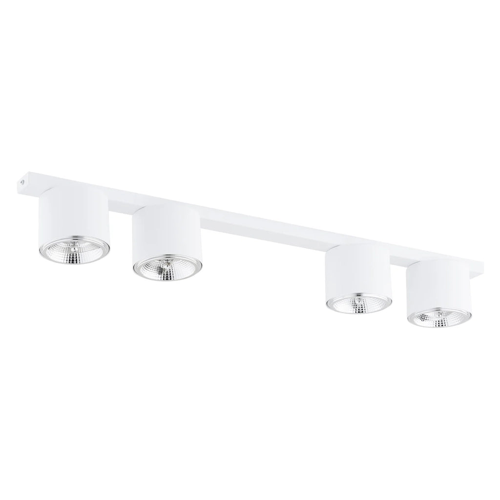 Plafoniera Moderna 4 Luci Faretti Ptah In Acciaio Bianco