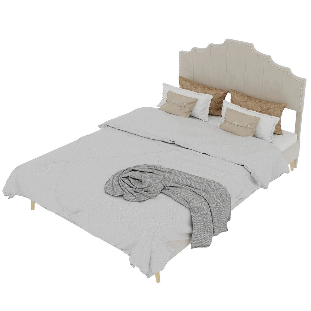 Letto Contenitore Imbottito ¨C MINIMAL ¨C Velluto Beige 160x200