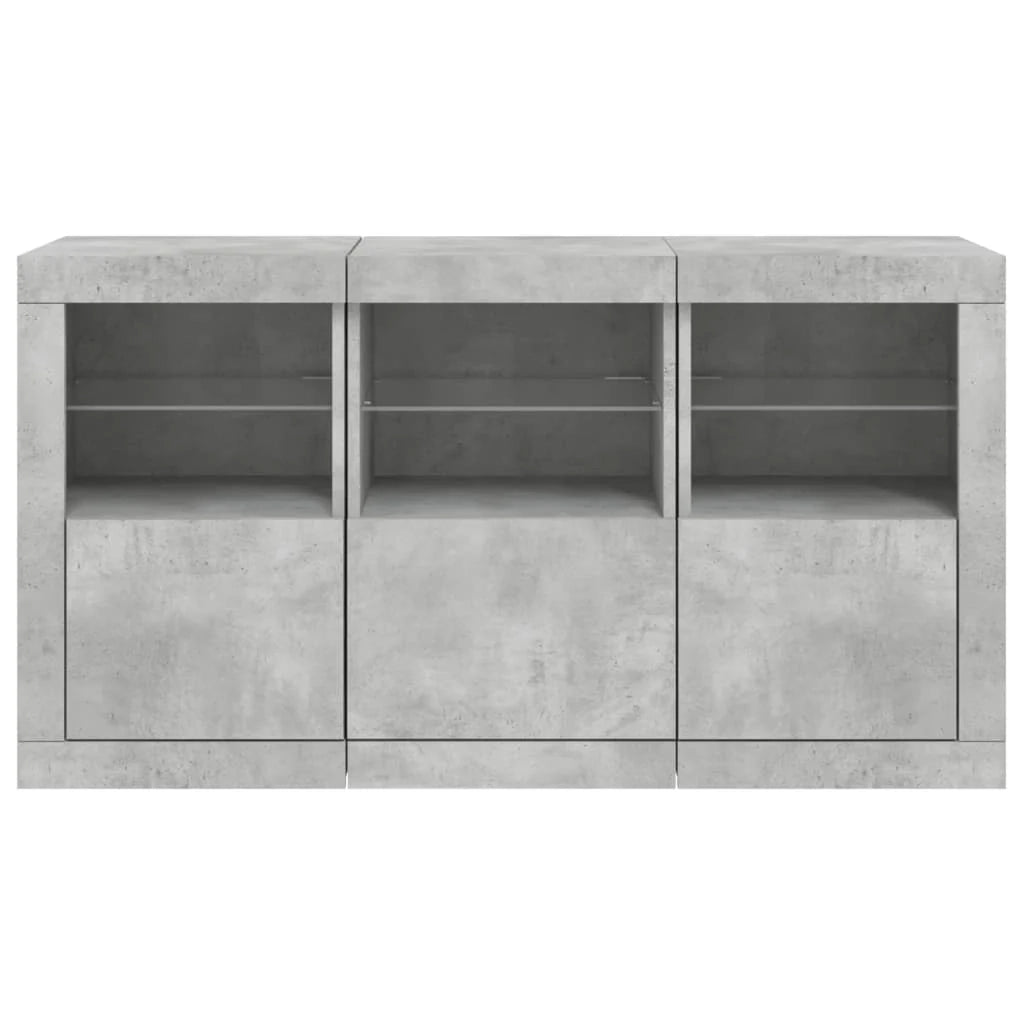 Buffet credenza cassettiera armadio mobile contenitore organizer per cucina soggiorno salotto con luci LED 123 x 37 x 67 cm grigio 02_0029974