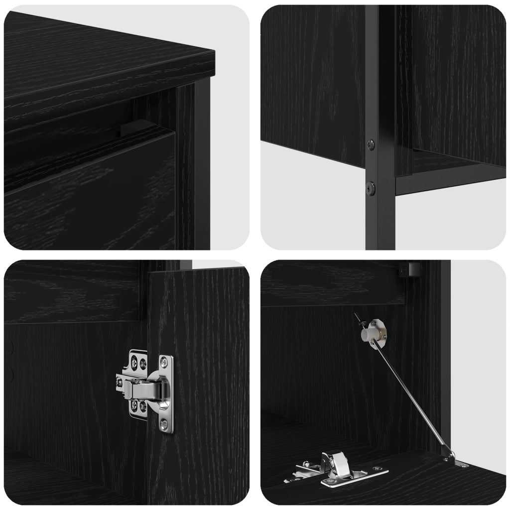 Set di Mobili da Bagno 3 Pezzi in Rovere Nero in Legno Ingegnerizzato