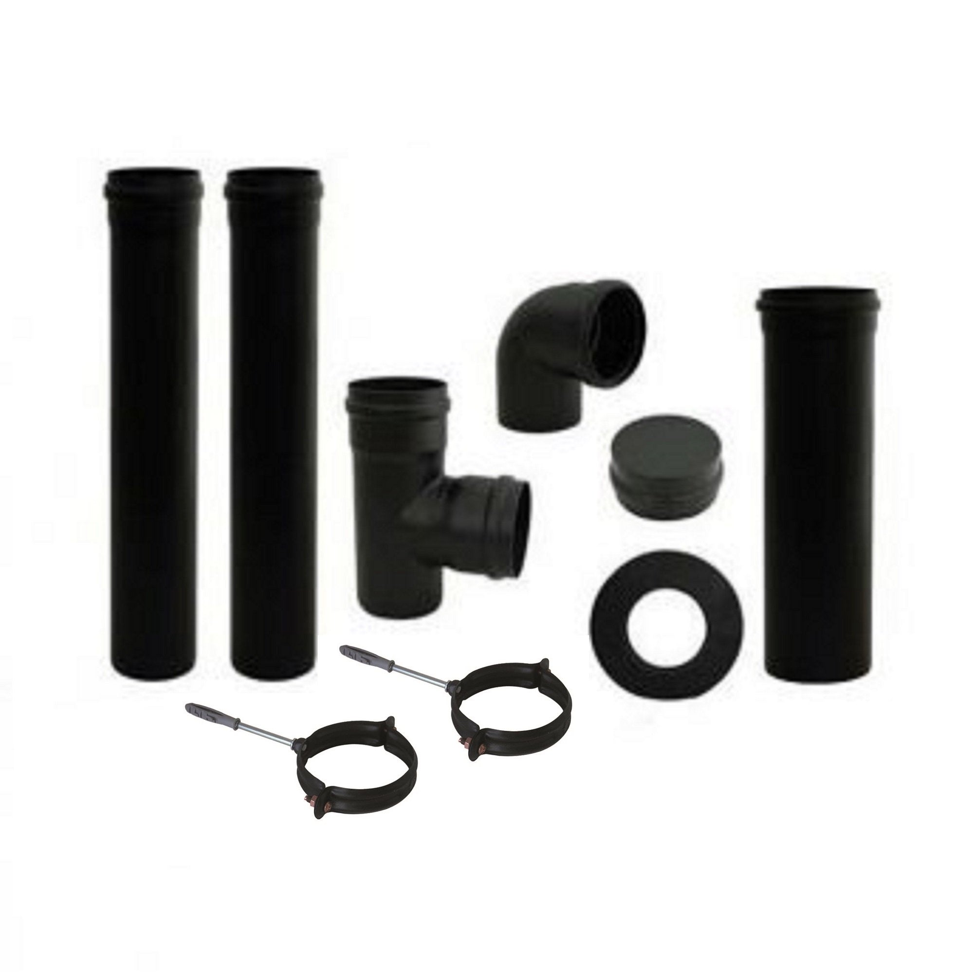 kit tubi stufa a pellet tubi acciaio nero montaggio 80mm curva guarnizione tee