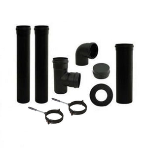 kit tubi stufa a pellet tubi acciaio nero montaggio 80mm curva guarnizione tee