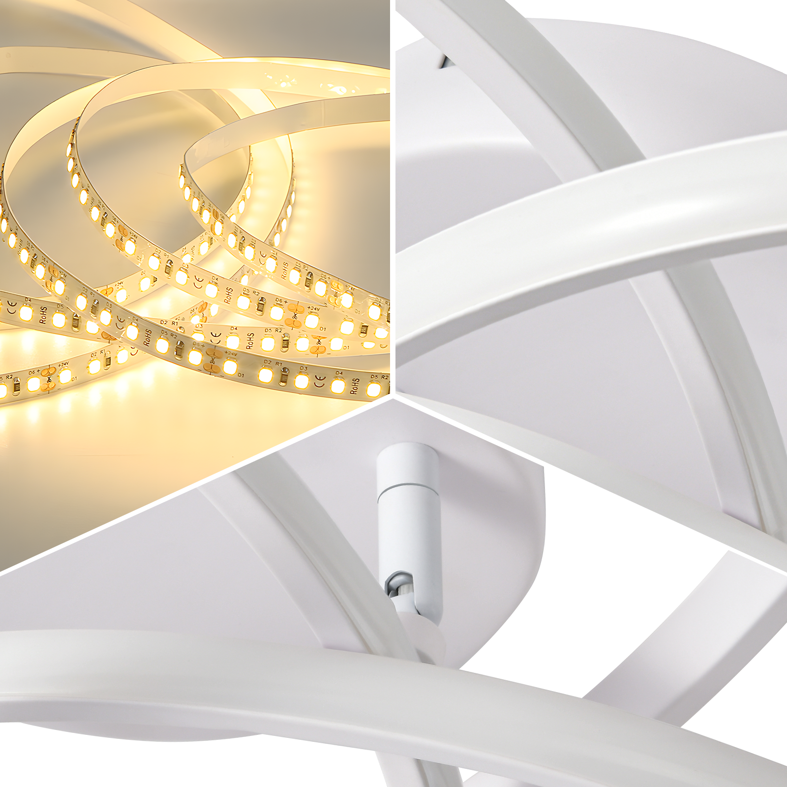 ZMH Lampada da soffitto plafoniera LED moderna 46W dimmerabile telecomando design fiore 4 petali bianco 45cm