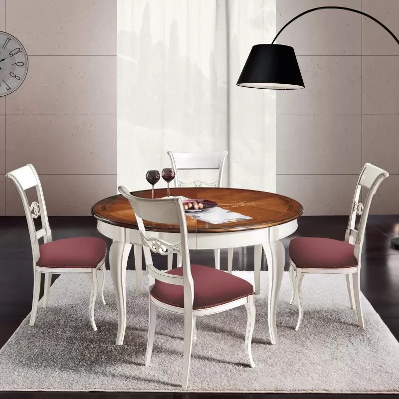 Tavolo rotondo allungabile legno shabby 140x140x78 - Mobili 2G