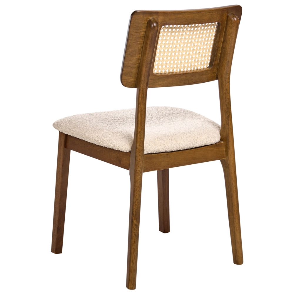 Set di 2 sedie da pranzo Sedute imbottite in poliestere marrone Struttura in legno laccato senza braccioli Stile retrò