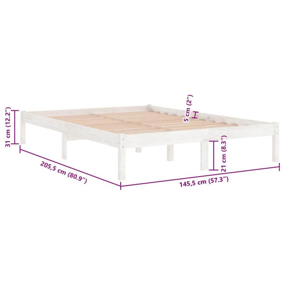 Solid Wood Bed White Pine 140x200 Cm
