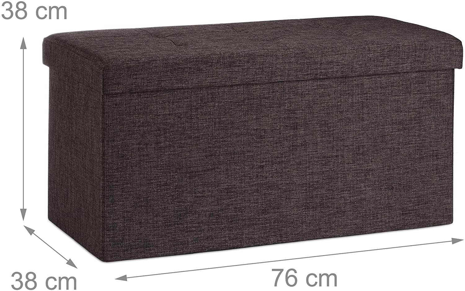 Panca sgabello pouf pieghevole contenitore poggiapiedi 76 cm lino marrone 13_0002337_5