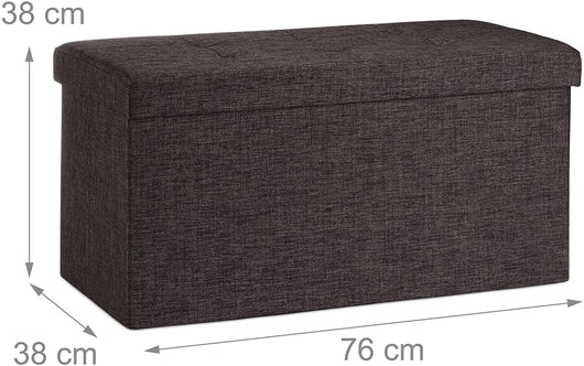 Panca sgabello pouf pieghevole contenitore poggiapiedi 76 cm lino marrone 13_0002337_5
