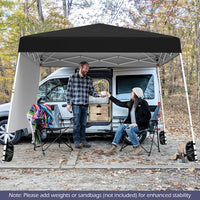 Gazebo Pop-up da Esterno 3 x 3 m, Gezebo Pieghevole con 1 Parete Laterale, Zaino Portatile e 4 Picchetti, Tendone Impermeabile e Resistente per Campeggio e Feste (Nero)