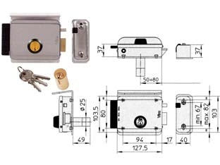 ELETTROSERRATURA PER CANCELLI CON TETTO 8992  mm.50/80 SX (8992.2)    VIRO