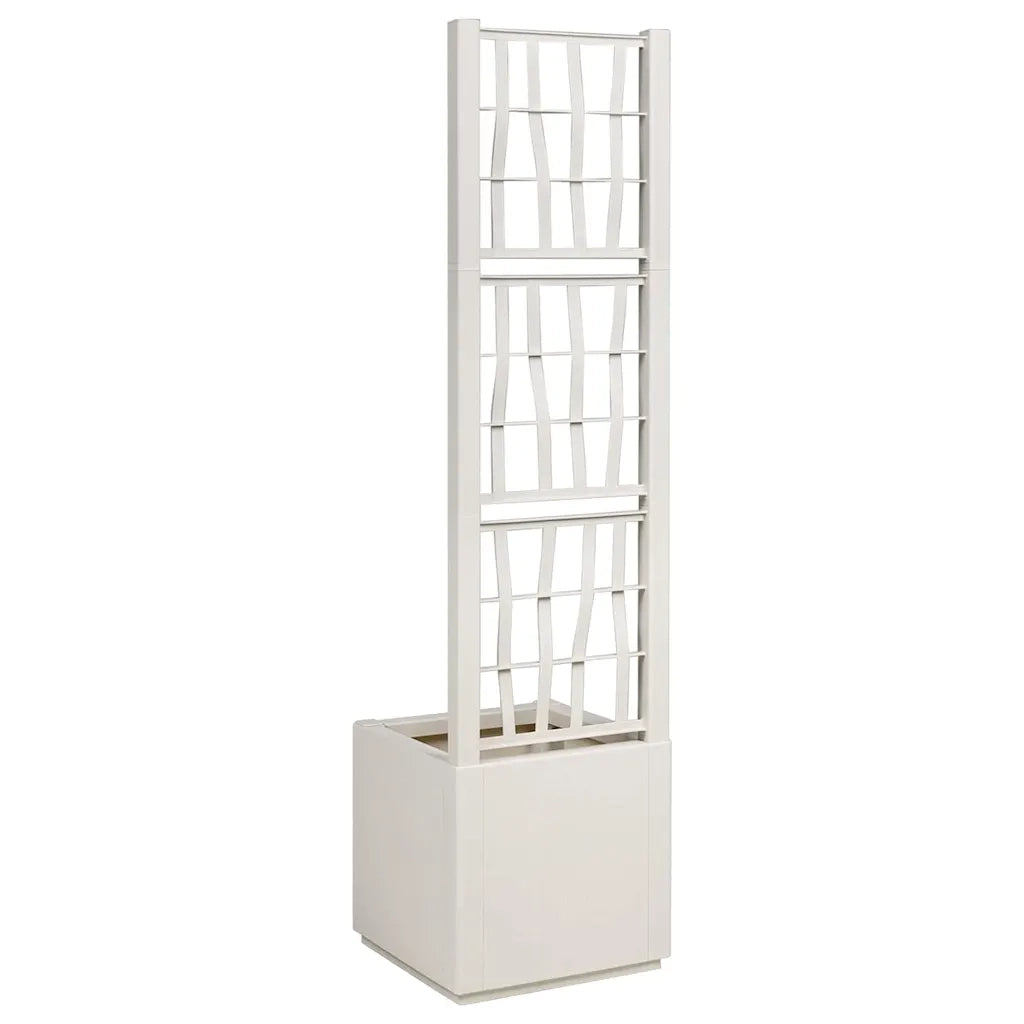 Fioriere | Cassetta per fiori | Vaso da Giardino con Trellis Bianco 36 x 36 x 140 cm PP