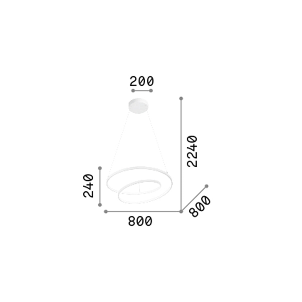 Sospensione Moderna Oz Metallo Bianco Led 55W 3000K Luce Calda D80 On-Off