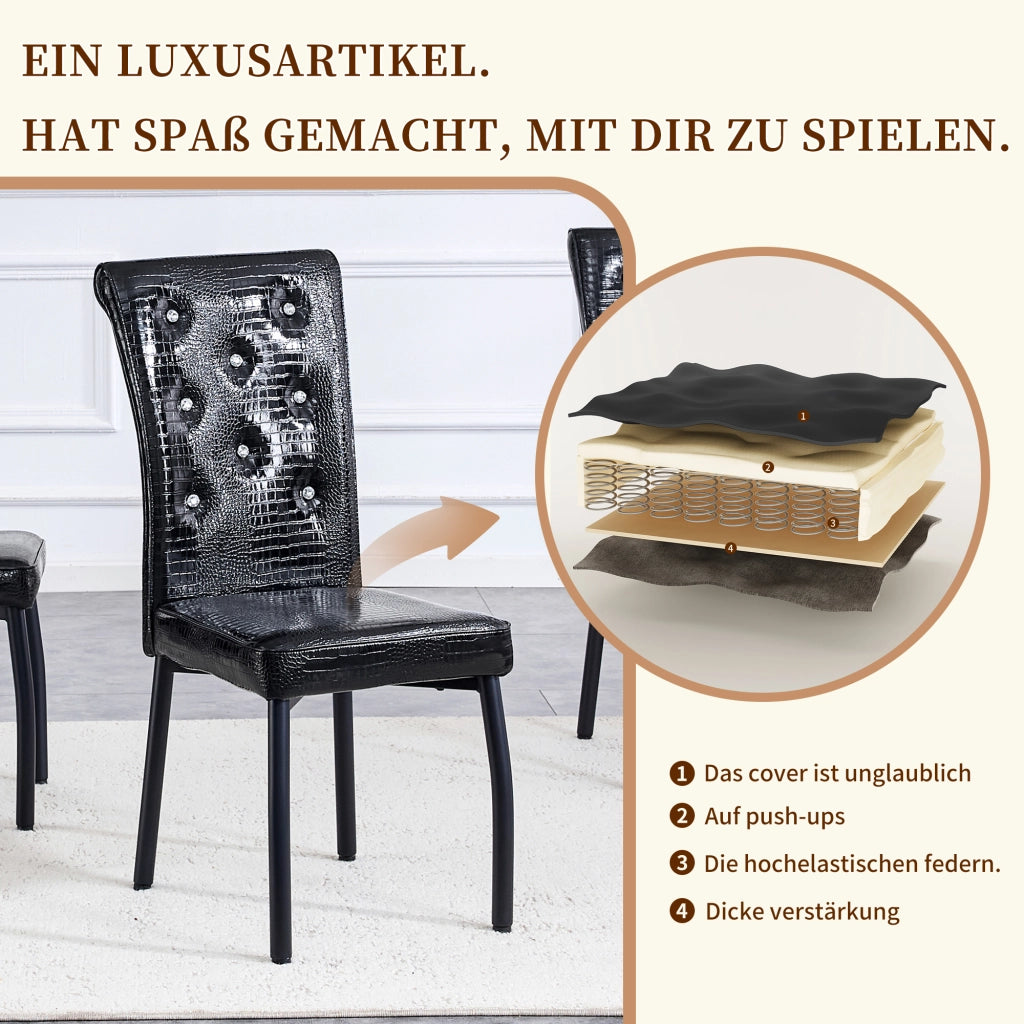 SEDIA DA PRANZO Set da 2 pezzi Nero in PVC e metallo