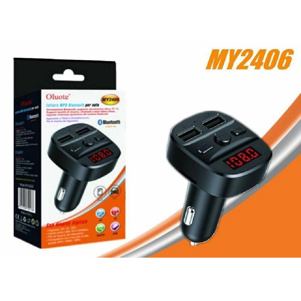 Trade Shop - Trasmettitore Fm Bluetooth Per Auto 2 Porte Usb Led Tf Wma Lettore Mp3 My2406 -